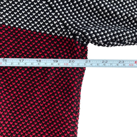Calvin Klein Womens Large Sweater Cowl Neck Knit Red Blk Color Block Long Sleeve - Picture 4 of 9